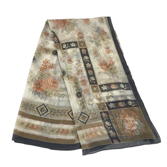 Auth ETRO - Cream Dark Gray Multi Scarf - Picture 1 of 4